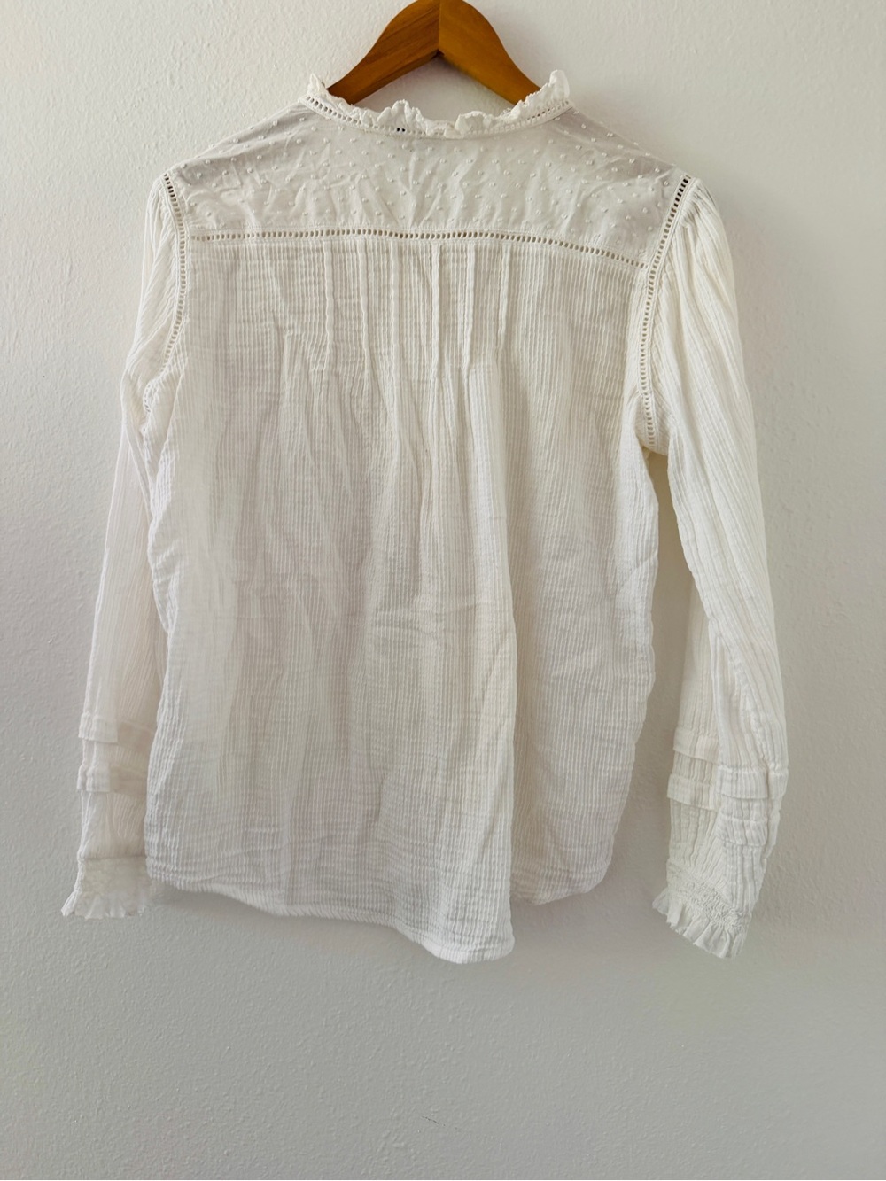 Quince Organic Textured Cotton Peasant Blouse - White - Picture 5 of 5